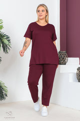 الحجم الكبير رأسًا على عقب tarzımsüper لون بوردو