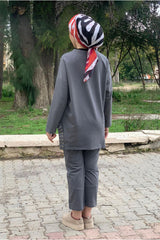 طقم رياضي Moda Rosa لون رمادي