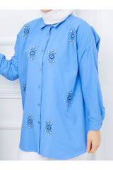 قميص ahsen fashion لون أزرق