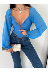 بلوزة alenmoda لون أزرق