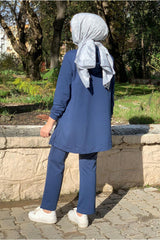طقم رياضي Moda Rosa لون أزرق غامق