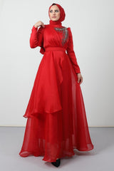 فستان سهرة giz astore لون أحمر