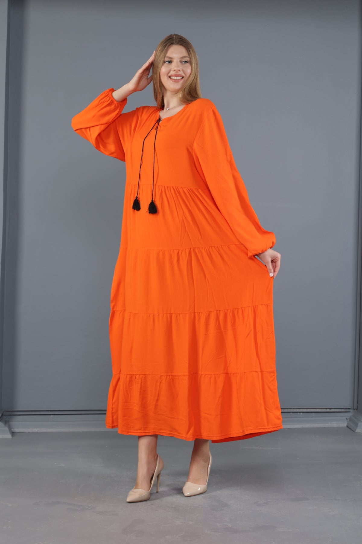 فستان mervemoda لون برتقالي