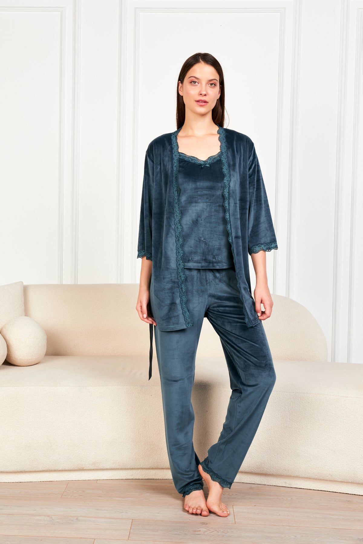 طقم بيجاما Ecrou لون أزرق