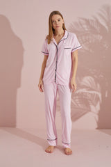 طقم بيجاما LİLA İÇ GİYİM لون زهري