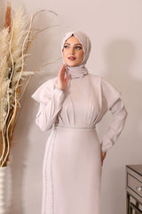 فستان سهرة PİENNAR لون بيج