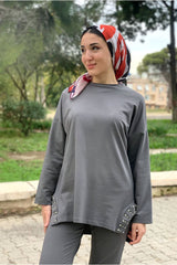 طقم رياضي Moda Rosa لون رمادي