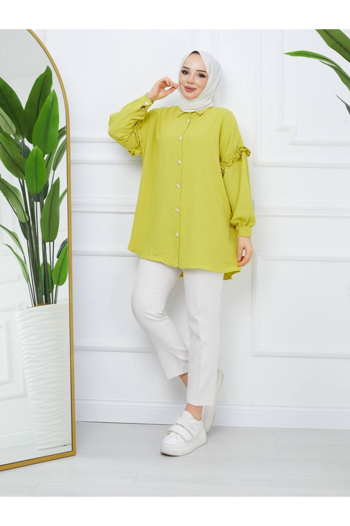 قميص ahsen fashion لون أصفر
