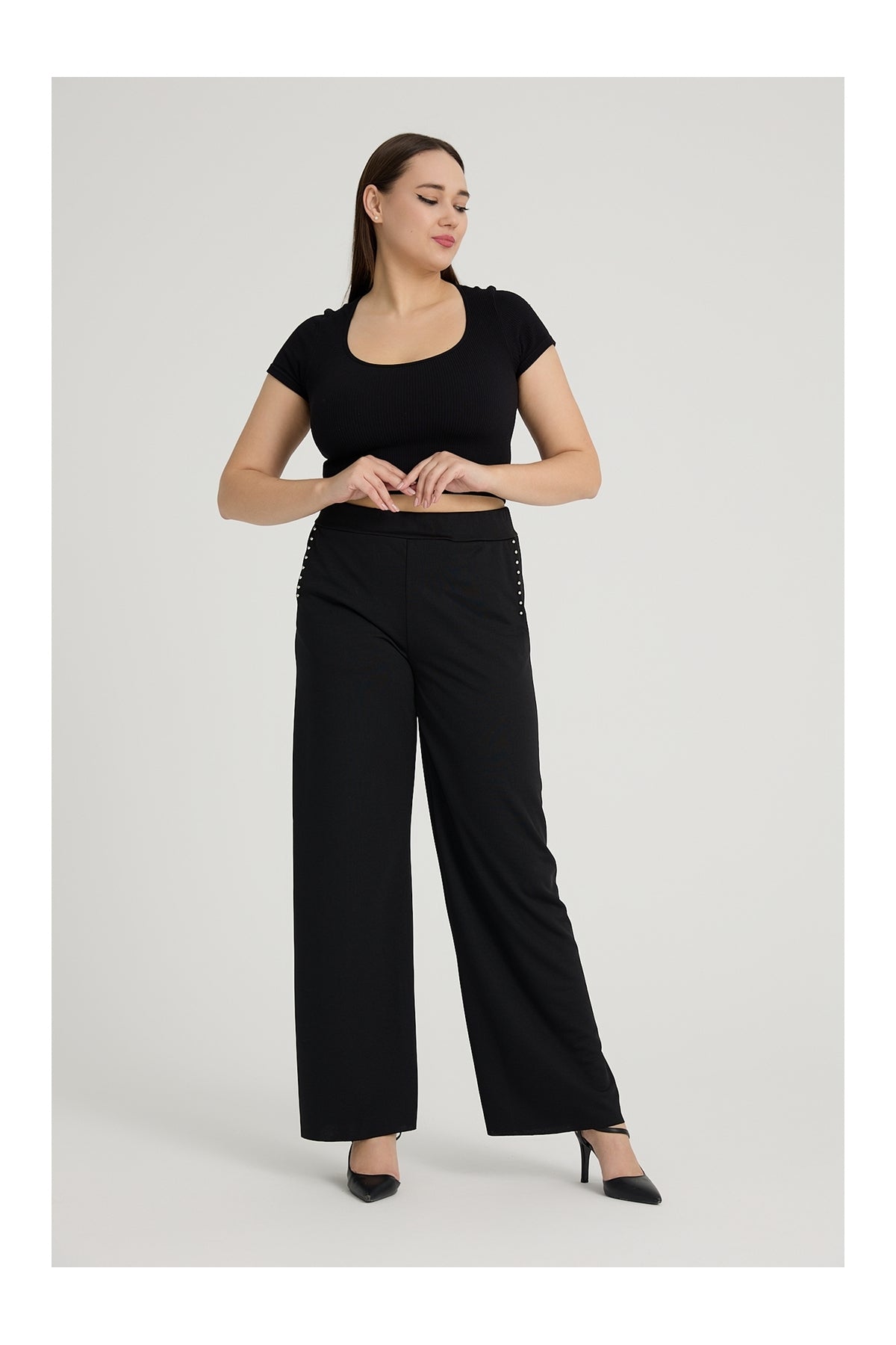 بنطال مقاس كبير Gül Moda لون أسود