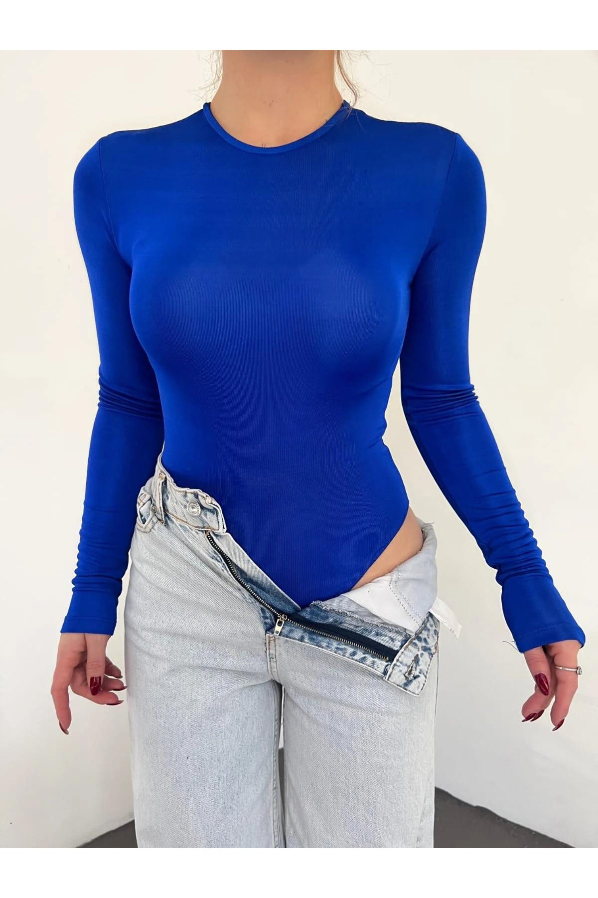 بلوزة Fav Style لون أزرق غامق