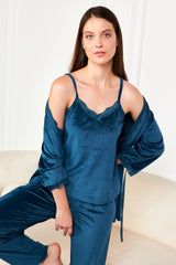 طقم بيجاما Ecrou لون أزرق غامق