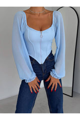 بلوزة alenmoda لون أزرق