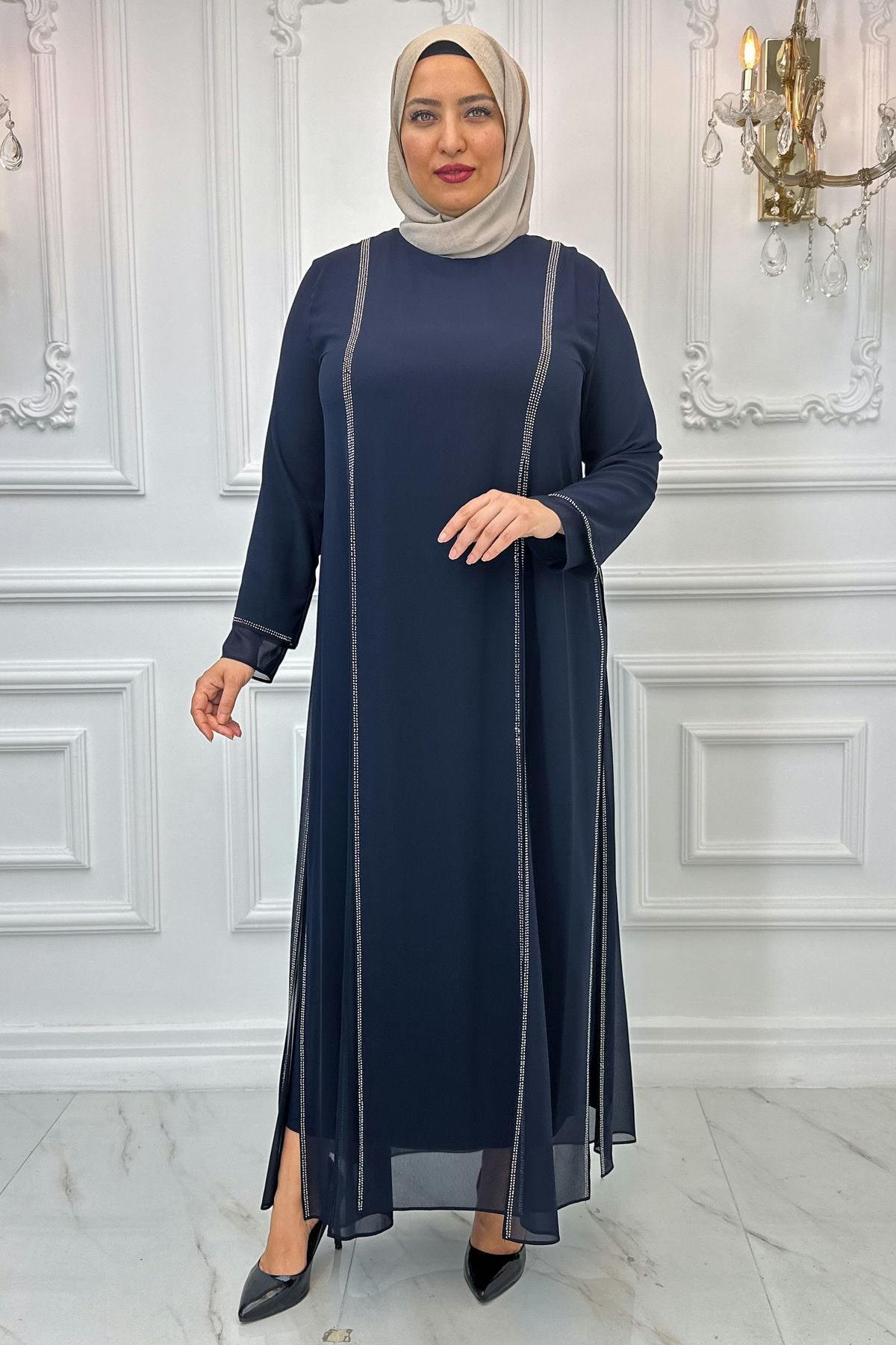 فستان Amine Hüma لون أزرق غامق