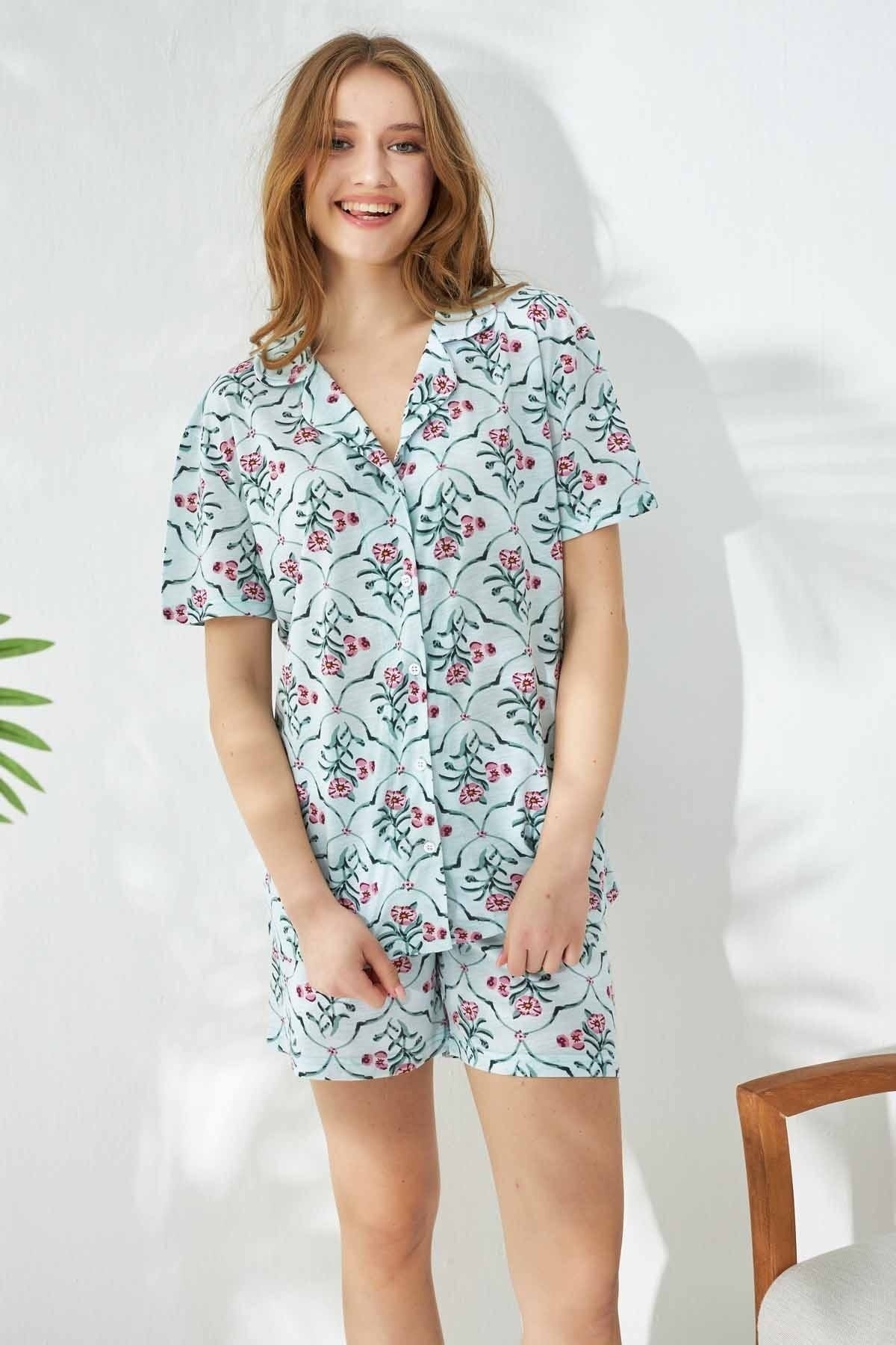 طقم بيجاما Siyah İnci لون أخضر