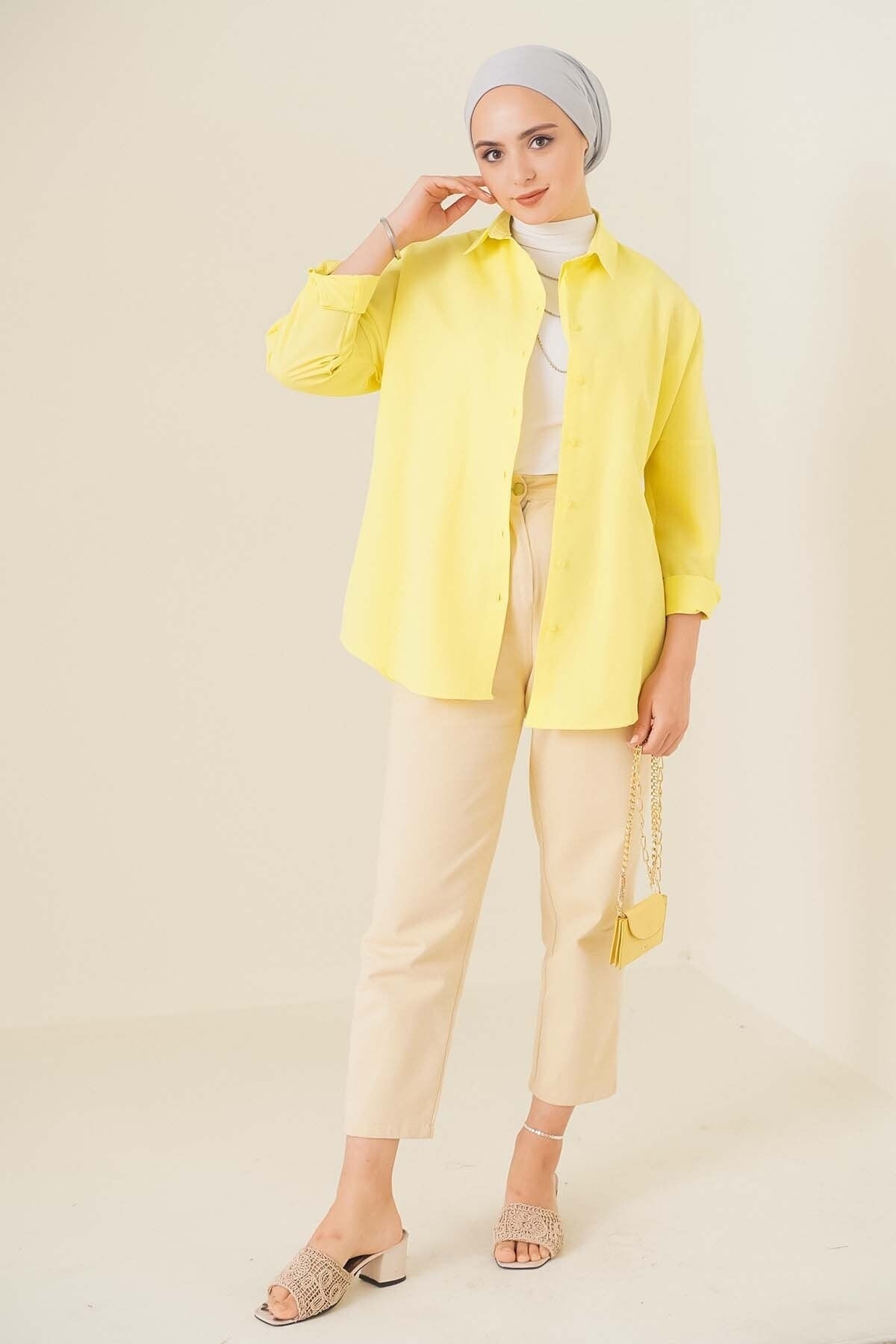 قميص asilmoda لون أصفر