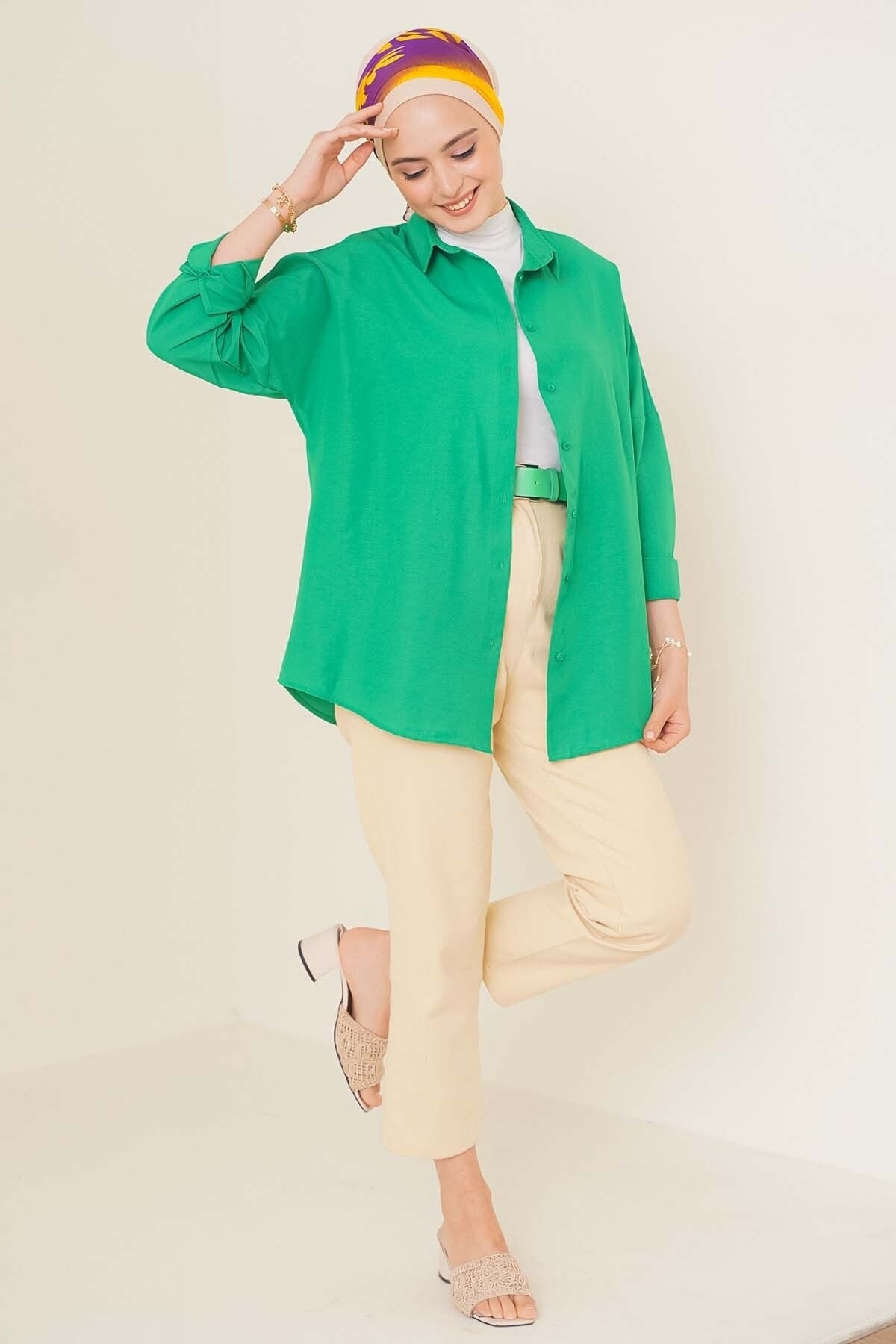 قميص asilmoda لون أخضر