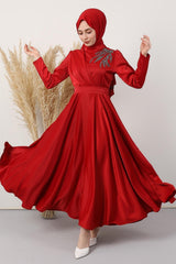 فستان سهرة giz astore لون أحمر