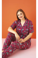 طقم بيجاما LİLA İÇ GİYİM لون بوردو