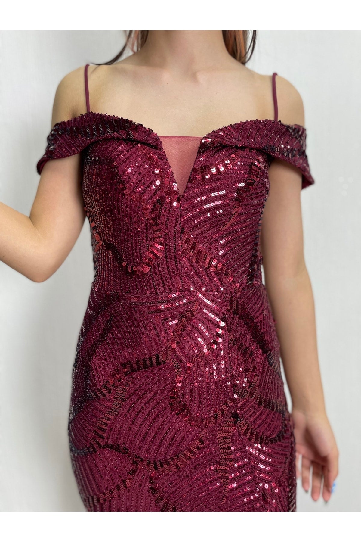 فستان سهرة Simge Moda لون بوردو