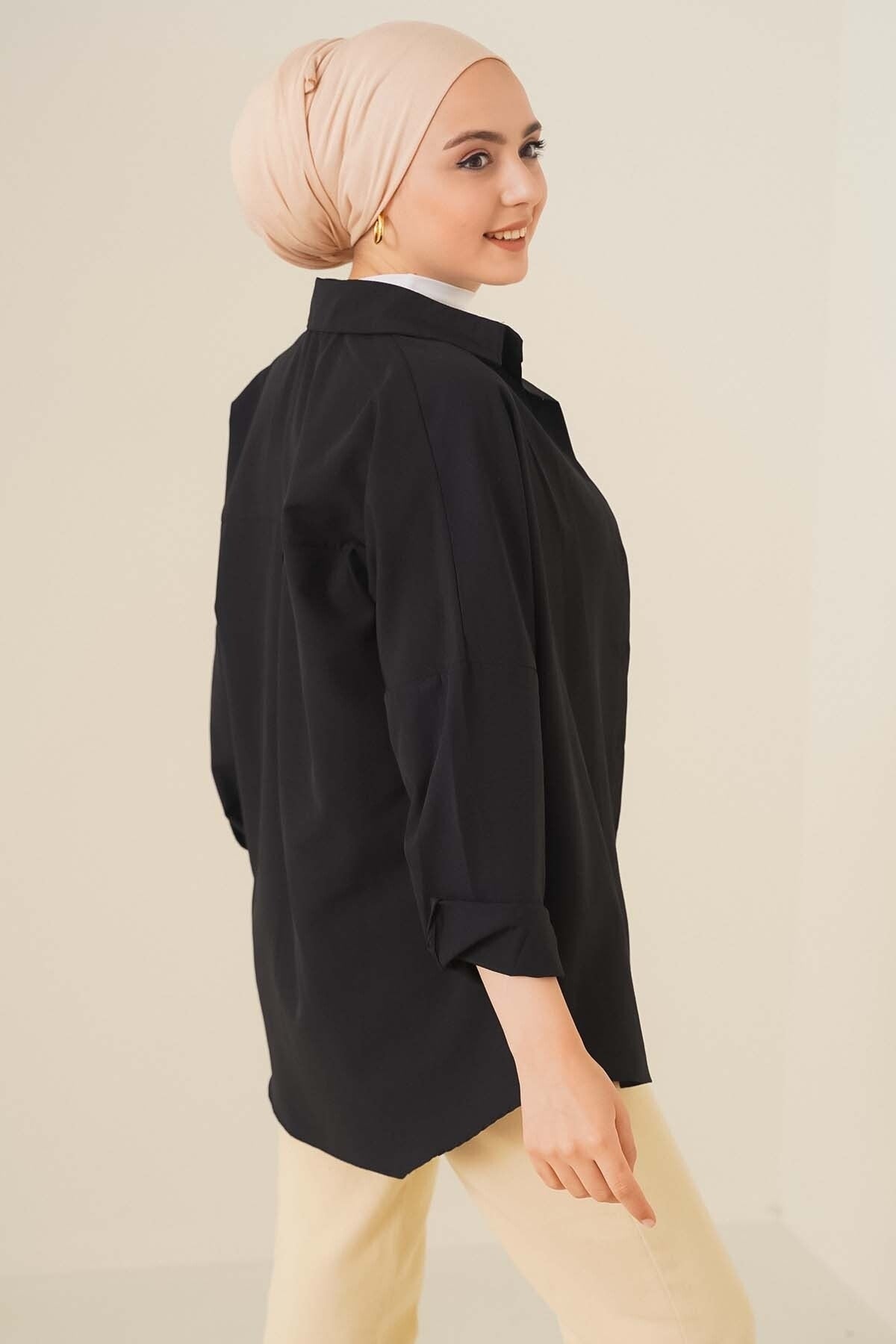 قميص للمحجبات asilmoda لون أسود