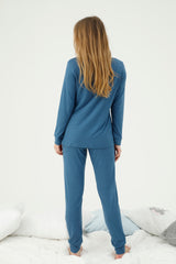 طقم بيجاما Siyah İnci لون أزرق غامق