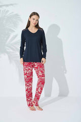 طقم بيجاما Siyah İnci لون أزرق غامق