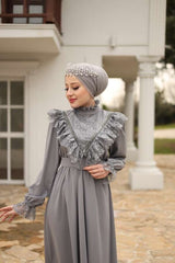 فستان ESRA KEKÜLLÜOĞLU لون رمادي