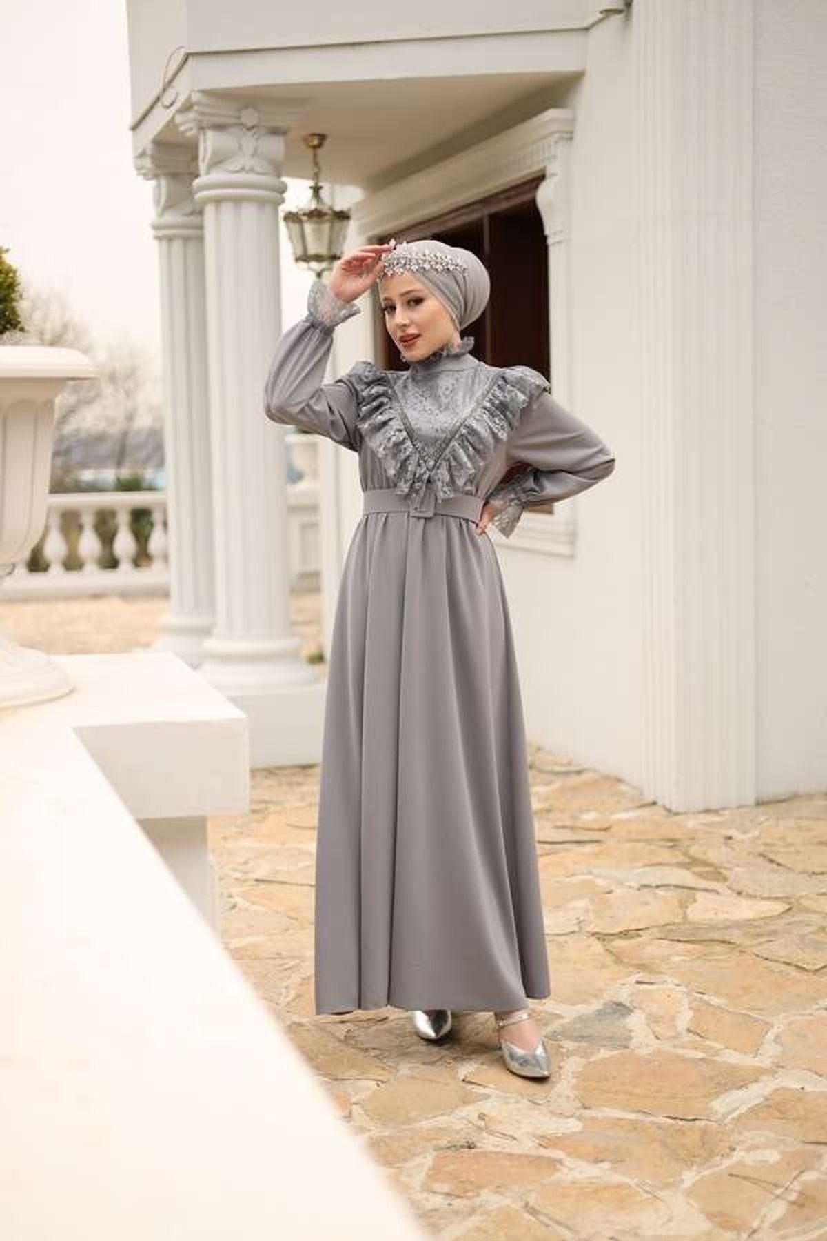 فستان ESRA KEKÜLLÜOĞLU لون رمادي