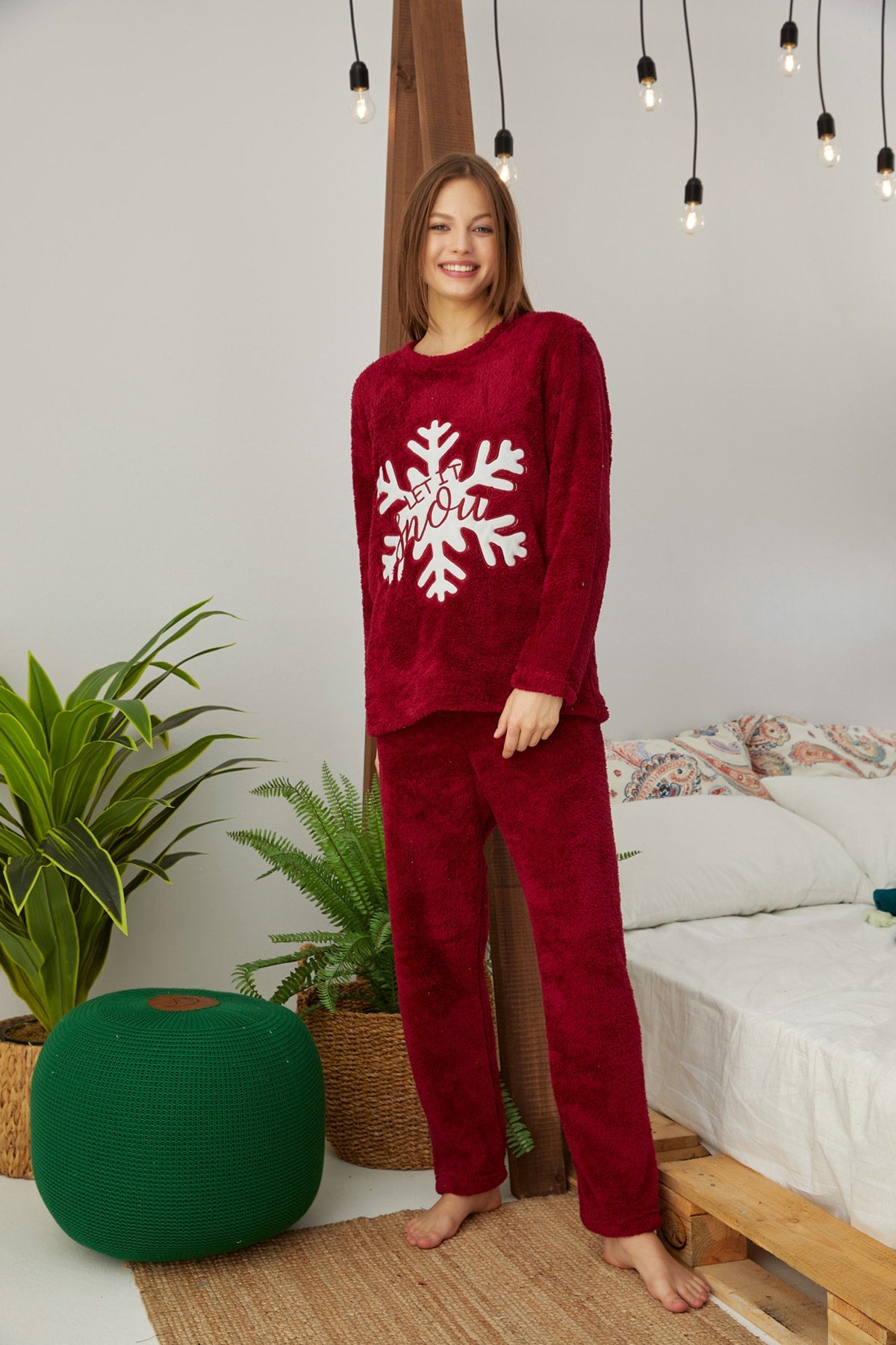 طقم بيجاما Siyah İnci لون أحمر