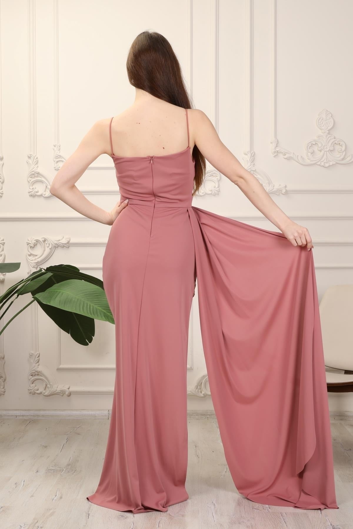 فستان سهرة mafdress لون زهري