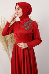 فستان سهرة giz astore لون أحمر