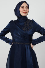 فستان سهرة giz astore لون أزرق غامق