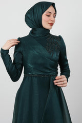 فستان سهرة giz astore لون أخضر