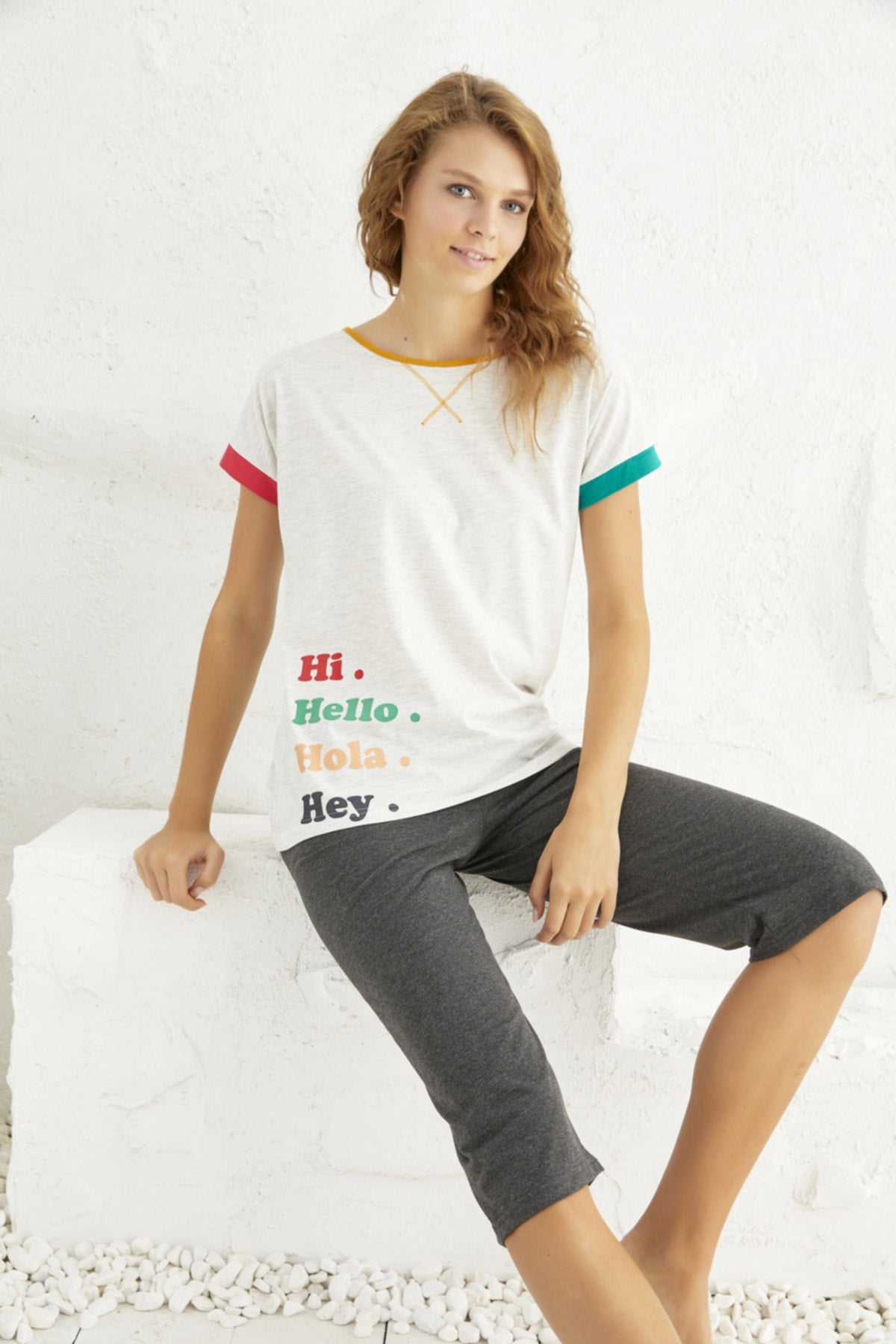 طقم بيجاما Siyah İnci لون رمادي